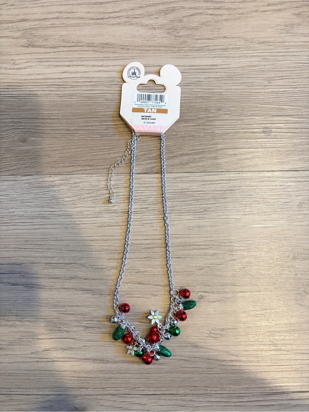 Disney Parks Christmas Mickey Jingle Bell Charm Necklace